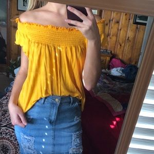 Yellow “Off-the shoulder” Top